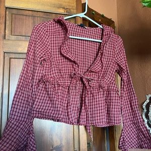 Plaid Red Women's Top